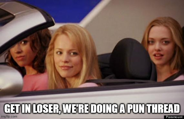 Get In Loser | GET IN LOSER, WE'RE DOING A PUN THREAD | image tagged in get in loser | made w/ Imgflip meme maker