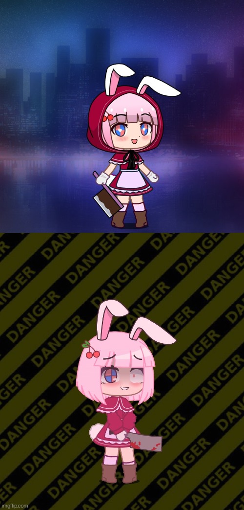 Yuni glow up (I gave her a butchers knife because it said she was a yandere) | image tagged in memes,blank transparent square | made w/ Imgflip meme maker