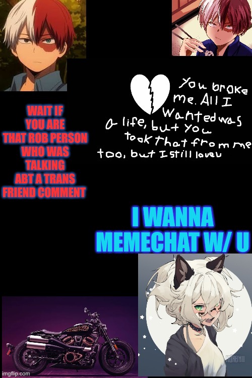 no | WAIT IF YOU ARE THAT ROB PERSON WHO WAS TALKING ABT A TRANS FRIEND COMMENT; I WANNA MEMECHAT W/ U | image tagged in no | made w/ Imgflip meme maker