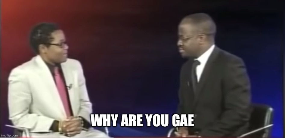 Why are you gae? | WHY ARE YOU GAE | image tagged in why are you gae | made w/ Imgflip meme maker