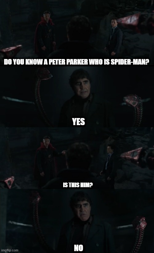 Is this Peter Parker? | DO YOU KNOW A PETER PARKER WHO IS SPIDER-MAN? YES; IS THIS HIM? NO | image tagged in marvel | made w/ Imgflip meme maker
