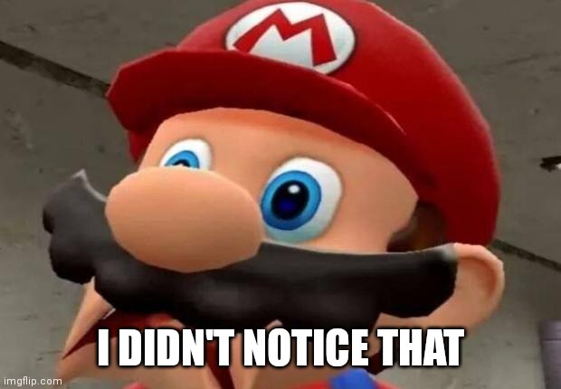 Mario WTF | I DIDN'T NOTICE THAT | image tagged in mario wtf | made w/ Imgflip meme maker