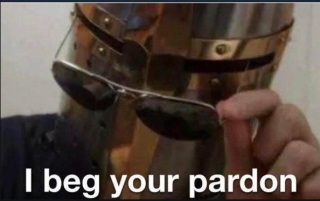 I beg your pardon | image tagged in i beg your pardon | made w/ Imgflip meme maker