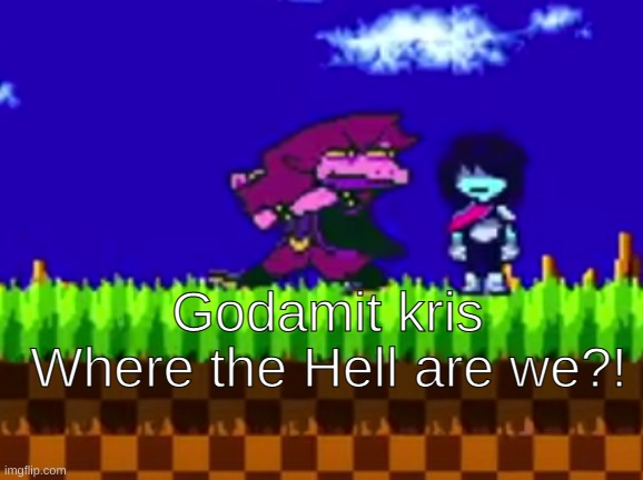 i was wondering where they went. | Where the Hell are we?! Godamit kris | image tagged in deltarune,sonic,memes | made w/ Imgflip meme maker