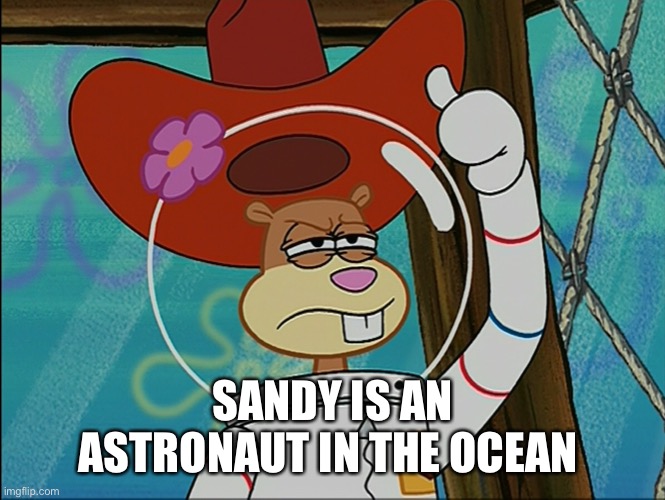 Sandys truth |  SANDY IS AN ASTRONAUT IN THE OCEAN | image tagged in sandy cheeks | made w/ Imgflip meme maker