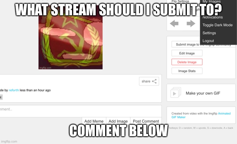 What stream? | WHAT STREAM SHOULD I SUBMIT TO? COMMENT BELOW | image tagged in streams | made w/ Imgflip meme maker