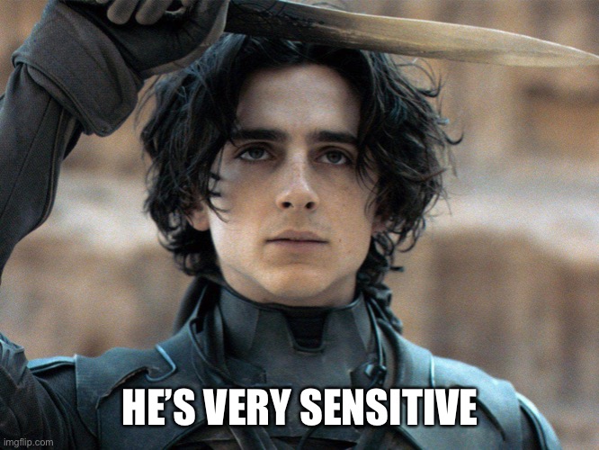 He’s very sensitive | HE’S VERY SENSITIVE | image tagged in overly sensitive | made w/ Imgflip meme maker