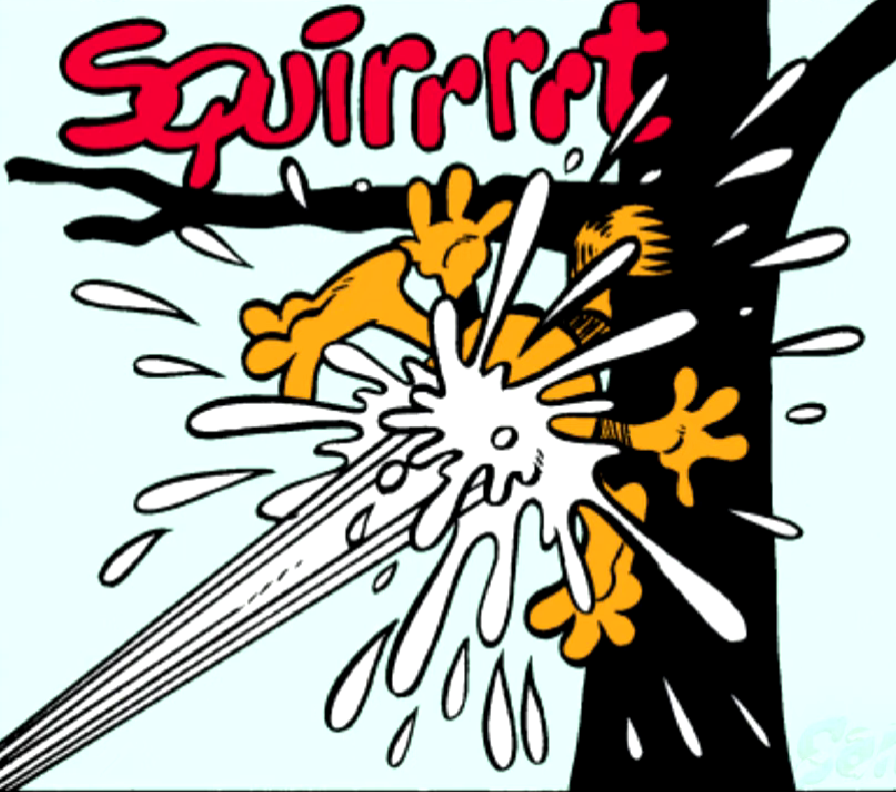 Garfield getting water squirted on him Blank Meme Template