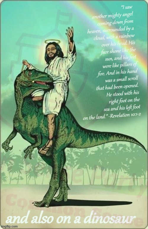 This is the future Common Sense Party wants. Gay Jurassic Jesus. | image tagged in this,is,the,future,common sense party,wants | made w/ Imgflip meme maker