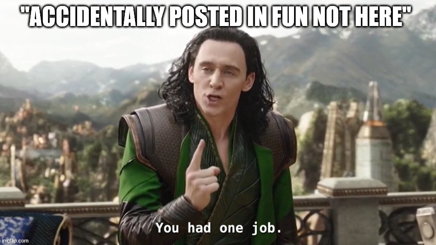 You had one job. Just the one | "ACCIDENTALLY POSTED IN FUN NOT HERE" | image tagged in you had one job just the one | made w/ Imgflip meme maker
