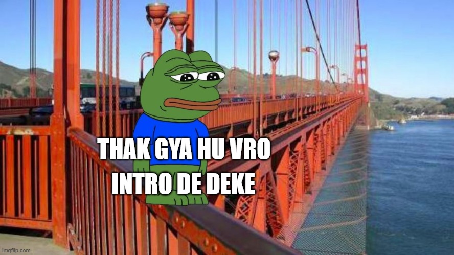 Thak Gaya Hu Bro | INTRO DE DEKE; THAK GYA HU VRO | image tagged in thak gaya hu bro,memes | made w/ Imgflip meme maker