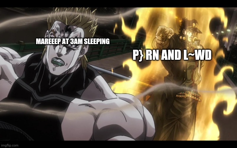 Facts | MAREEEP AT 3AM SLEEPING; P} RN AND L~WD | image tagged in jotaro defeats dio | made w/ Imgflip meme maker