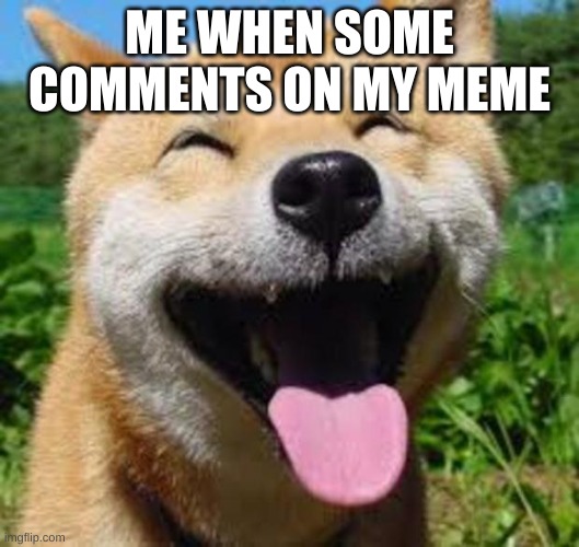 Happy | ME WHEN SOME COMMENTS ON MY MEME | image tagged in happy doge | made w/ Imgflip meme maker