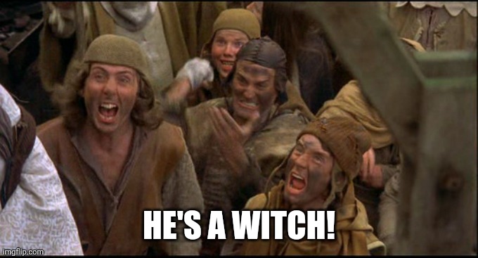 Monty Python witch | HE'S A WITCH! | image tagged in monty python witch | made w/ Imgflip meme maker