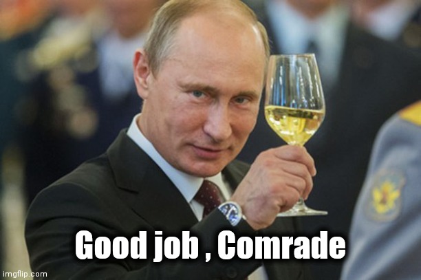 Putin Cheers | Good job , Comrade | image tagged in putin cheers | made w/ Imgflip meme maker