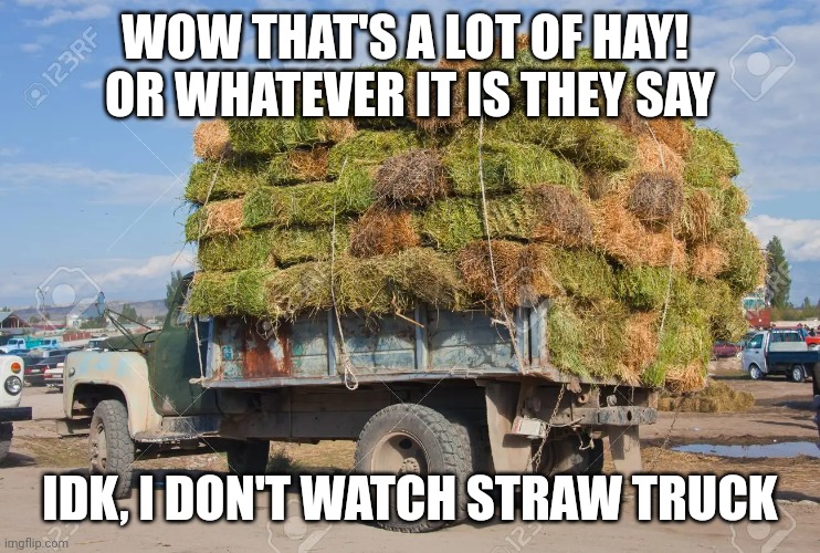 Straw Truck | WOW THAT'S A LOT OF HAY! 
OR WHATEVER IT IS THEY SAY; IDK, I DON'T WATCH STRAW TRUCK | image tagged in star trek,straw | made w/ Imgflip meme maker