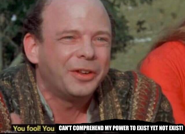 You fool! You fell victim to one of the classic blunders! | CAN'T COMPREHEND MY POWER TO EXIST YET NOT EXIST! | image tagged in you fool you fell victim to one of the classic blunders | made w/ Imgflip meme maker
