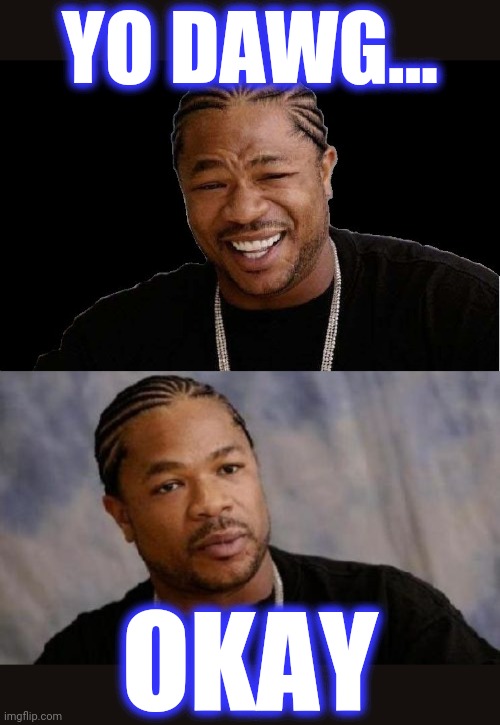 YO DAWG... OKAY | image tagged in exhibit,memes,serious xzibit | made w/ Imgflip meme maker