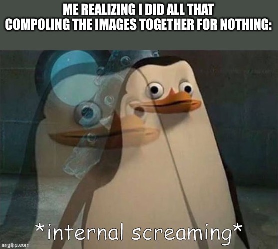 ME REALIZING I DID ALL THAT COMPOLING THE IMAGES TOGETHER FOR NOTHING: | made w/ Imgflip meme maker