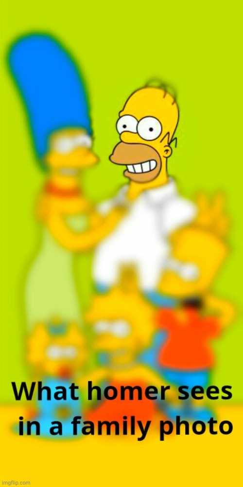 What homer sees in a family photo | image tagged in the simpsons,homer simpson | made w/ Imgflip meme maker