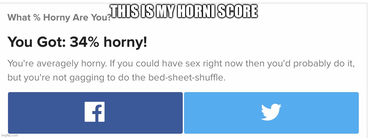 https://www.buzzfeed.com/benhenry/69-percent-obviously | THIS IS MY HORNI SCORE | made w/ Imgflip meme maker