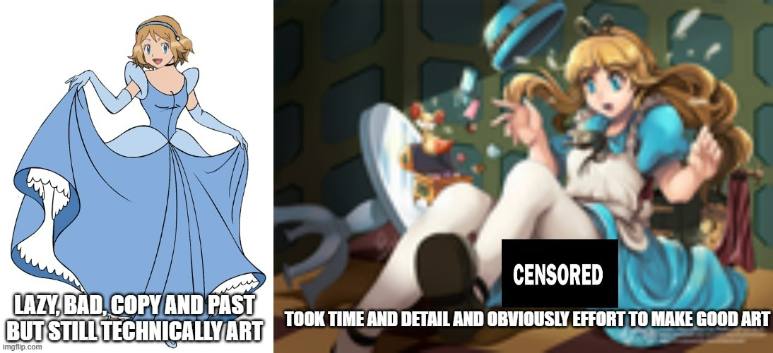 Left is bad Disnmon art and the Right side is good Disnmon art | image tagged in art,disney,pokemon | made w/ Imgflip meme maker