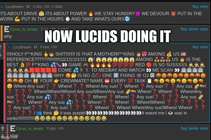 help me | NOW LUCIDS DOING IT | image tagged in help | made w/ Imgflip meme maker
