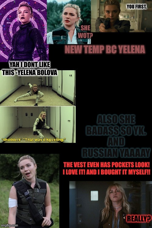 hello | NEW TEMP BC YELENA; ALSO SHE BADASS SO YK.
AND RUSSIAN YAAAAY | image tagged in hello | made w/ Imgflip meme maker