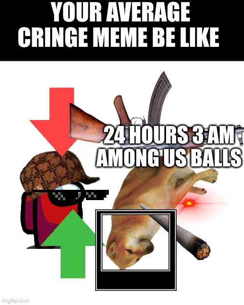 I had a hard time making this | YOUR AVERAGE CRINGE MEME BE LIKE; 24 HOURS 3 AM AMONG US BALLS | image tagged in memes,blank transparent square,cringe | made w/ Imgflip meme maker