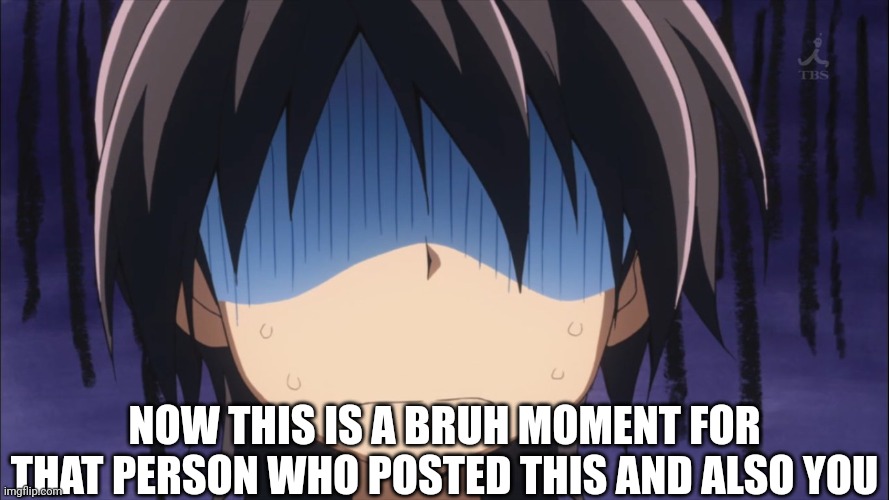 Anime Shock Face | NOW THIS IS A BRUH MOMENT FOR THAT PERSON WHO POSTED THIS AND ALSO YOU | image tagged in anime shock face | made w/ Imgflip meme maker