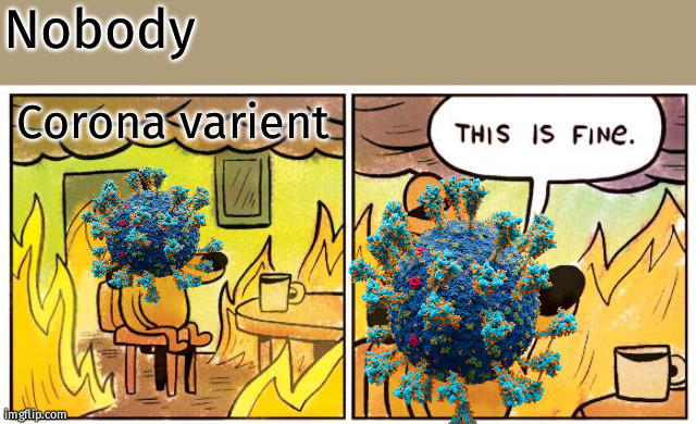 In every situation | Nobody; Corona varient | image tagged in memes,this is fine | made w/ Imgflip meme maker