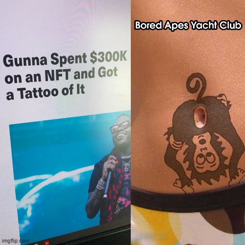 He should also make a tattoo of the gas fees | image tagged in nft,crypto,cryptocurrency,tattoo,fail,bitcoin | made w/ Imgflip meme maker