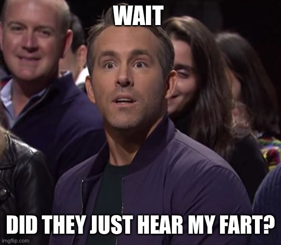Wait did they?Ryan Reynolds | WAIT; DID THEY JUST HEAR MY FART? | image tagged in ryan reynolds surprised confused face | made w/ Imgflip meme maker