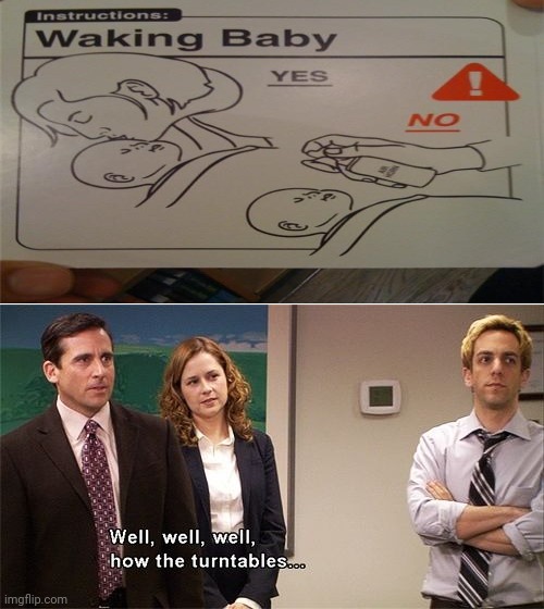 Instructions: Waking baby | image tagged in how the turntables,memes,you had one job,waking up,baby,instructions | made w/ Imgflip meme maker