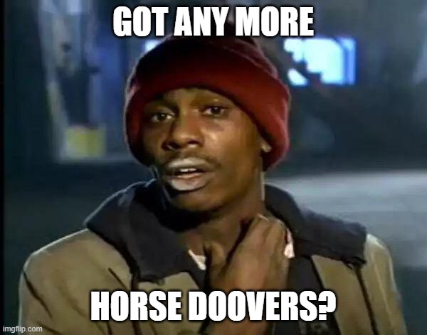 Y'all Got Any More Of That Meme | GOT ANY MORE HORSE DOOVERS? | image tagged in memes,y'all got any more of that | made w/ Imgflip meme maker