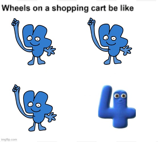 I got ideas now :) | image tagged in wheels on a shopping cart be like,bfb | made w/ Imgflip meme maker