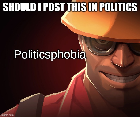 Politicsphobia | SHOULD I POST THIS IN POLITICS | image tagged in politicsphobia | made w/ Imgflip meme maker