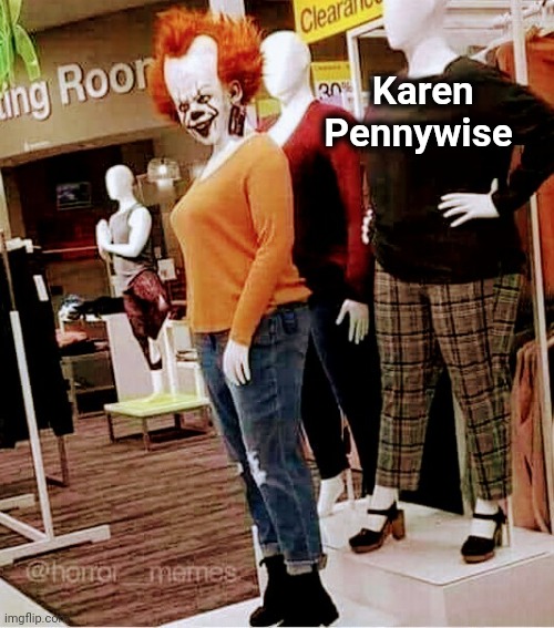 There's someone for everyone | Karen      
Pennywise | image tagged in wife,clown,horror,marriage,terror,serial killer | made w/ Imgflip meme maker