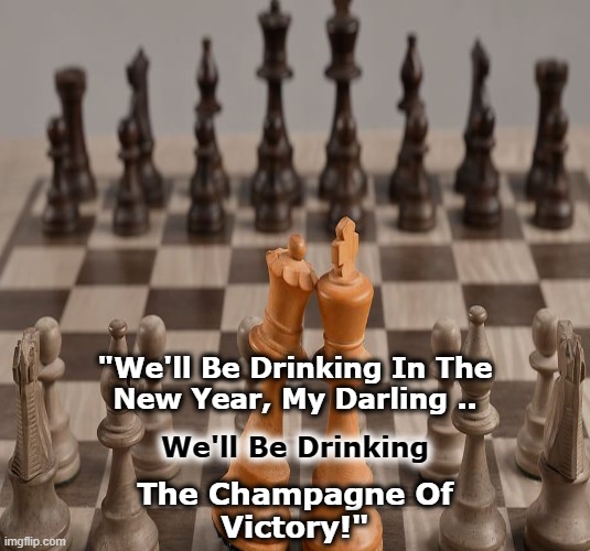 " A Royal Toast " | "We'll Be Drinking In The
New Year, My Darling .. The Champagne Of
Victory!"; We'll Be Drinking | image tagged in new years resolutions,champagne,and,caviar | made w/ Imgflip meme maker