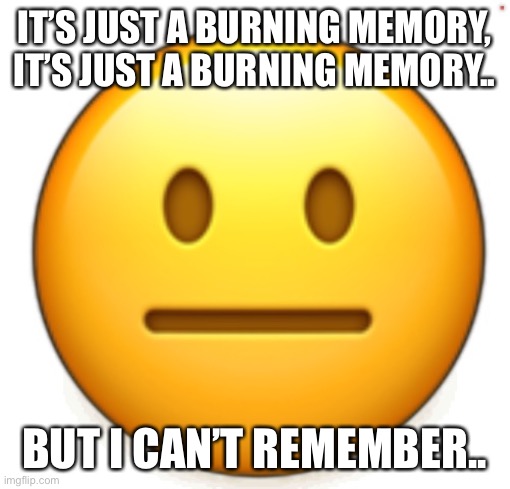 Dang bro.. | IT’S JUST A BURNING MEMORY, IT’S JUST A BURNING MEMORY.. BUT I CAN’T REMEMBER.. | image tagged in dang bro | made w/ Imgflip meme maker