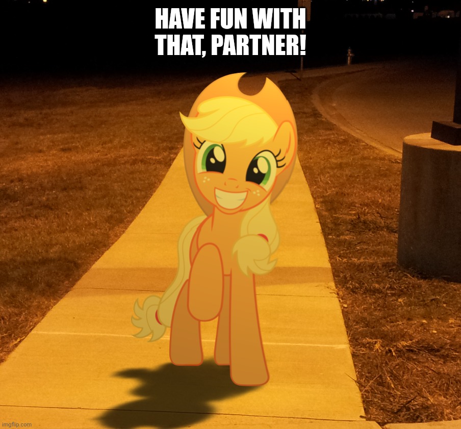 Applejack in Real Life | HAVE FUN WITH THAT, PARTNER! | image tagged in real life,applejack,my little pony | made w/ Imgflip meme maker