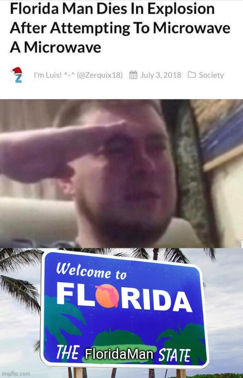 A true Florida hero! | image tagged in florida man,microwave,but why why would you do that | made w/ Imgflip meme maker