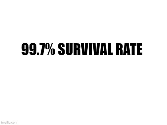 Blank White Template | 99.7% SURVIVAL RATE | image tagged in blank white template | made w/ Imgflip meme maker
