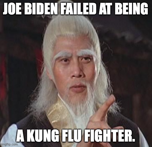 Wise Kung Fu Master | JOE BIDEN FAILED AT BEING A KUNG FLU FIGHTER. | image tagged in wise kung fu master | made w/ Imgflip meme maker