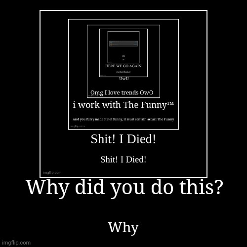 Why | image tagged in funny,demotivationals | made w/ Imgflip demotivational maker