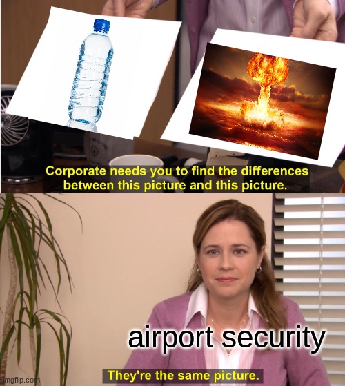 shout out to https://imgflip.com/user/Festive_Berky for the meme idea | airport security | image tagged in memes,they're the same picture | made w/ Imgflip meme maker