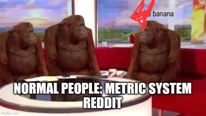 Banana | NORMAL PEOPLE: METRIC SYSTEM
REDDIT | image tagged in where banana | made w/ Imgflip meme maker