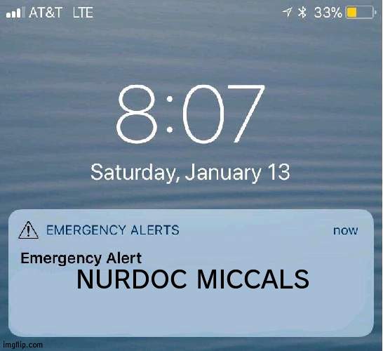 EAS IPhone Alert | NURDOC MICCALS | image tagged in eas iphone alert | made w/ Imgflip meme maker