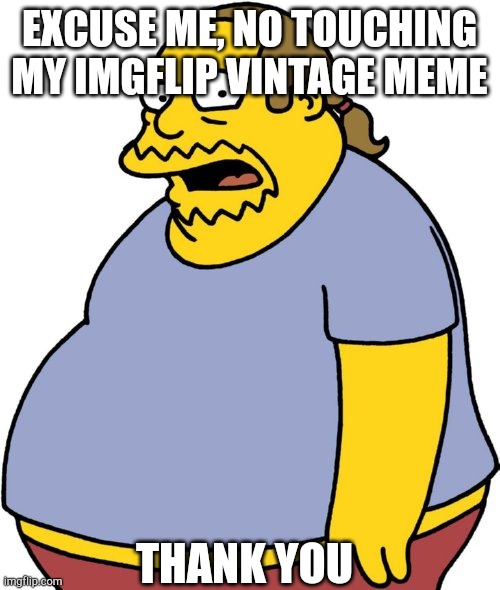 You will only get this if you watched the simpsons | EXCUSE ME, NO TOUCHING MY IMGFLIP VINTAGE MEME; THANK YOU | image tagged in memes,comic book guy,the simpsons | made w/ Imgflip meme maker