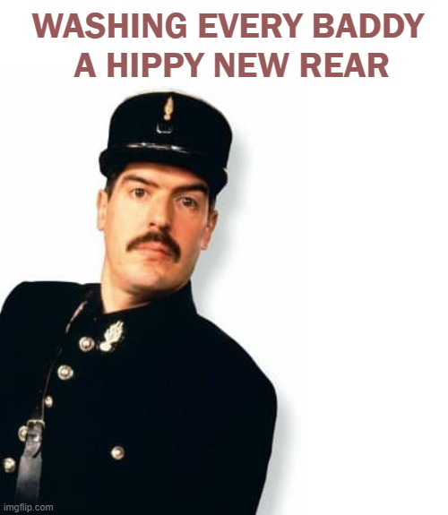 Allo Allo | WASHING EVERY BADDY 
A HIPPY NEW REAR | image tagged in allo allo,officer crabtree,happy new year | made w/ Imgflip meme maker